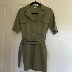 Zara Olive belted mini dress